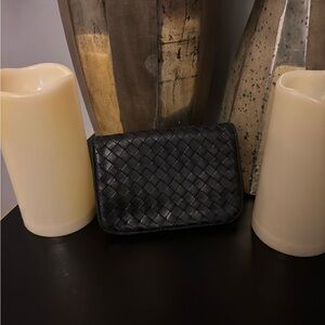 Black Woven Leather Wallet
